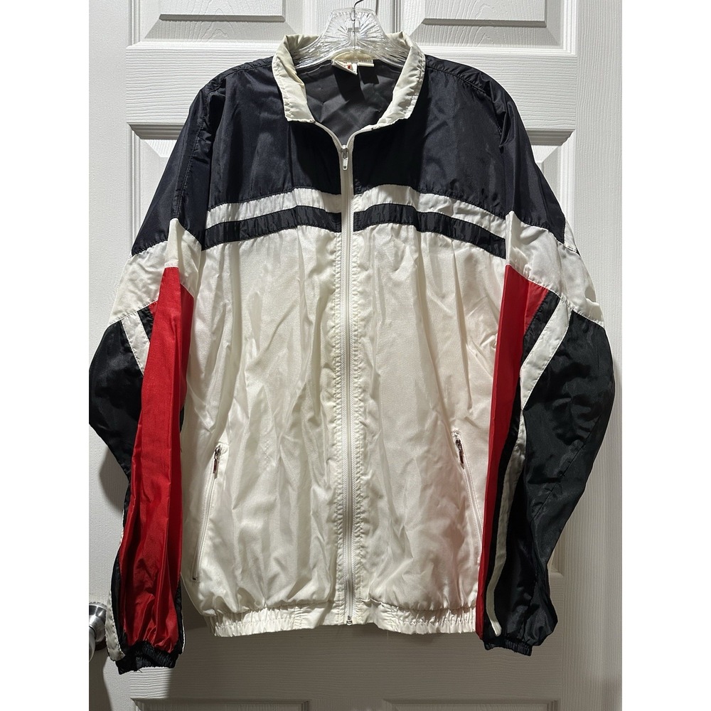 Vtg Wilson Windbreaker Jacket 90s Spell Out‎ Rec White Blue Size XL